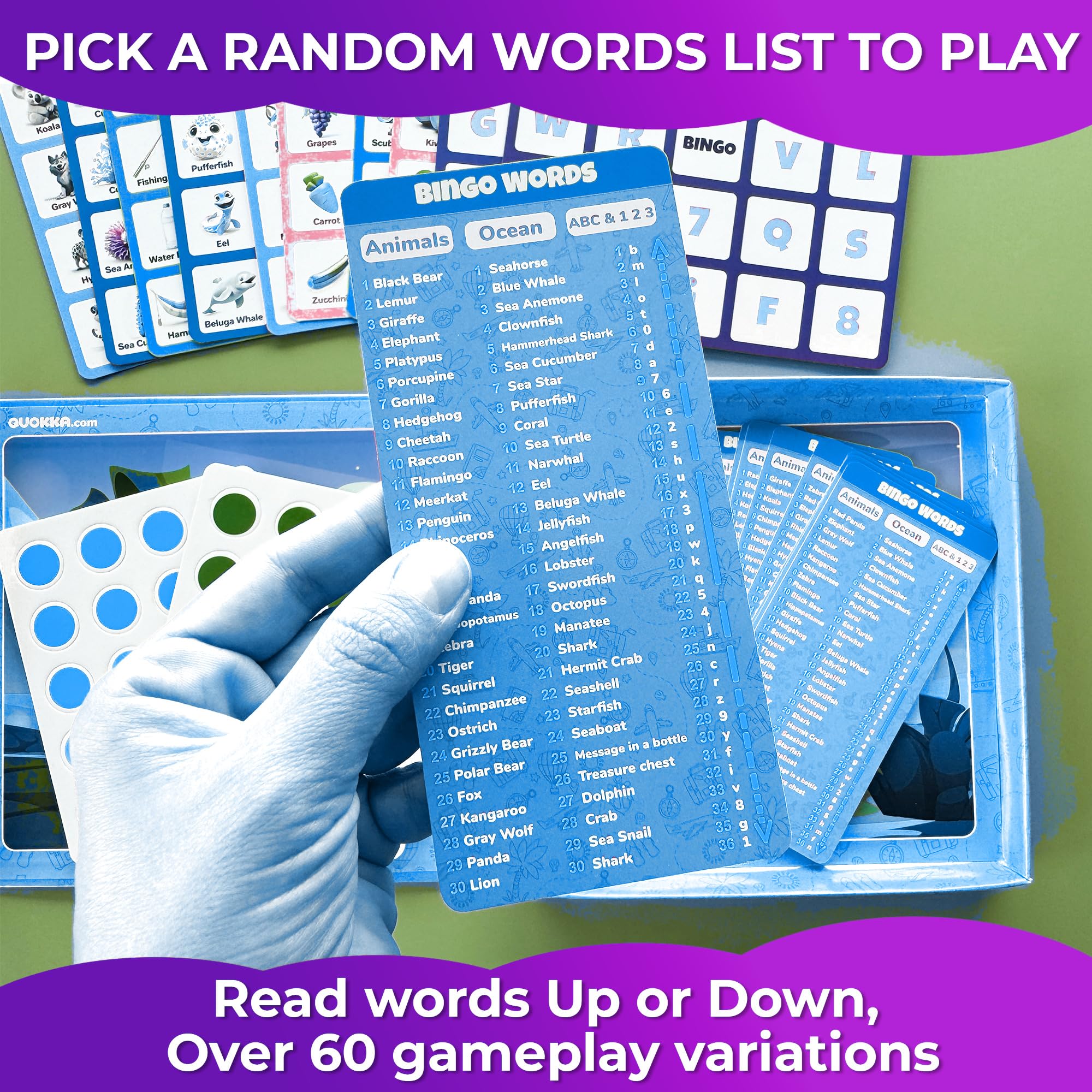 QUOKKA Bingo Gioco 3 4 5 Anni - Giochi da Viaggio Bambini 2 3 4 Anni - Mini Giochi Magnetici - Intrattenere Bambini in Aereo et Auto - 40 Fiches Magnetiche - 10 Carte Bingo con Parole