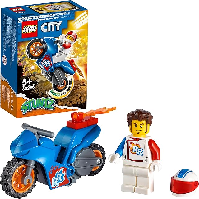LEGO 60298 City Stuntz Rocket Stunt Bike Set with Flywheel-Powered Toy Motorbike & Rocket Racer Minifigure, Gifts for Boys and Girls 5 plus Years Old