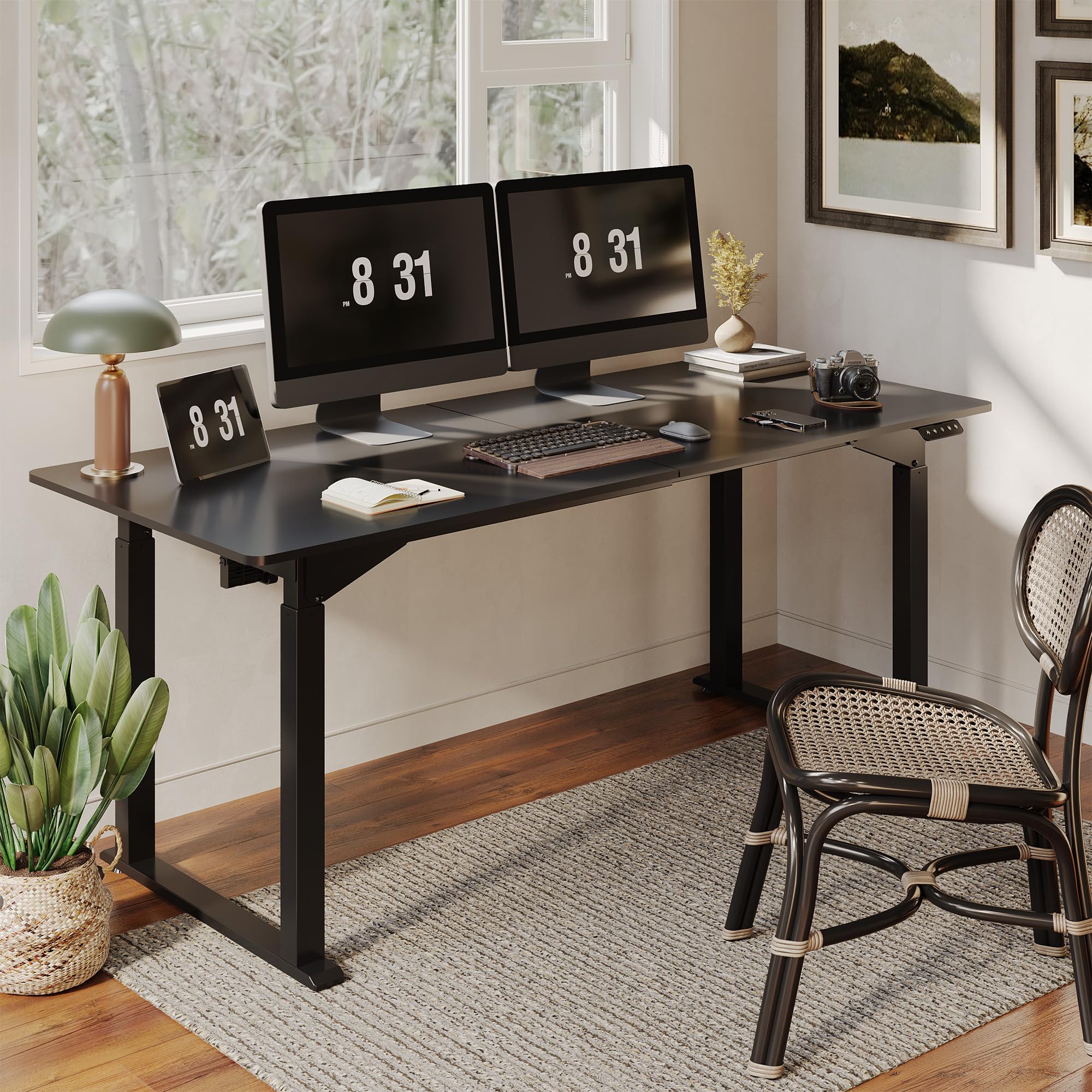 SANODESK 4-Leg Standing Desk Electric Height Adjustable Desk with Memory Presets for Home Office Stand up Desk Computer — view 2
