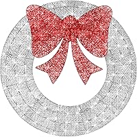 Vista 23 de Best Choice Products Corona de Navidad preiluminada de 60 pulgadas para exteriores, decoración navideña de metal LED para el hogar, jardín con 206