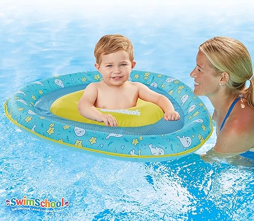 Vista 57 de SwimSchool Infant Baby Pool Floats, Free Swimming, Super Buoyant – Ages 6-24 Months – Multiple Colors/Styles – Adjustable Canopies and Seats, Splash
