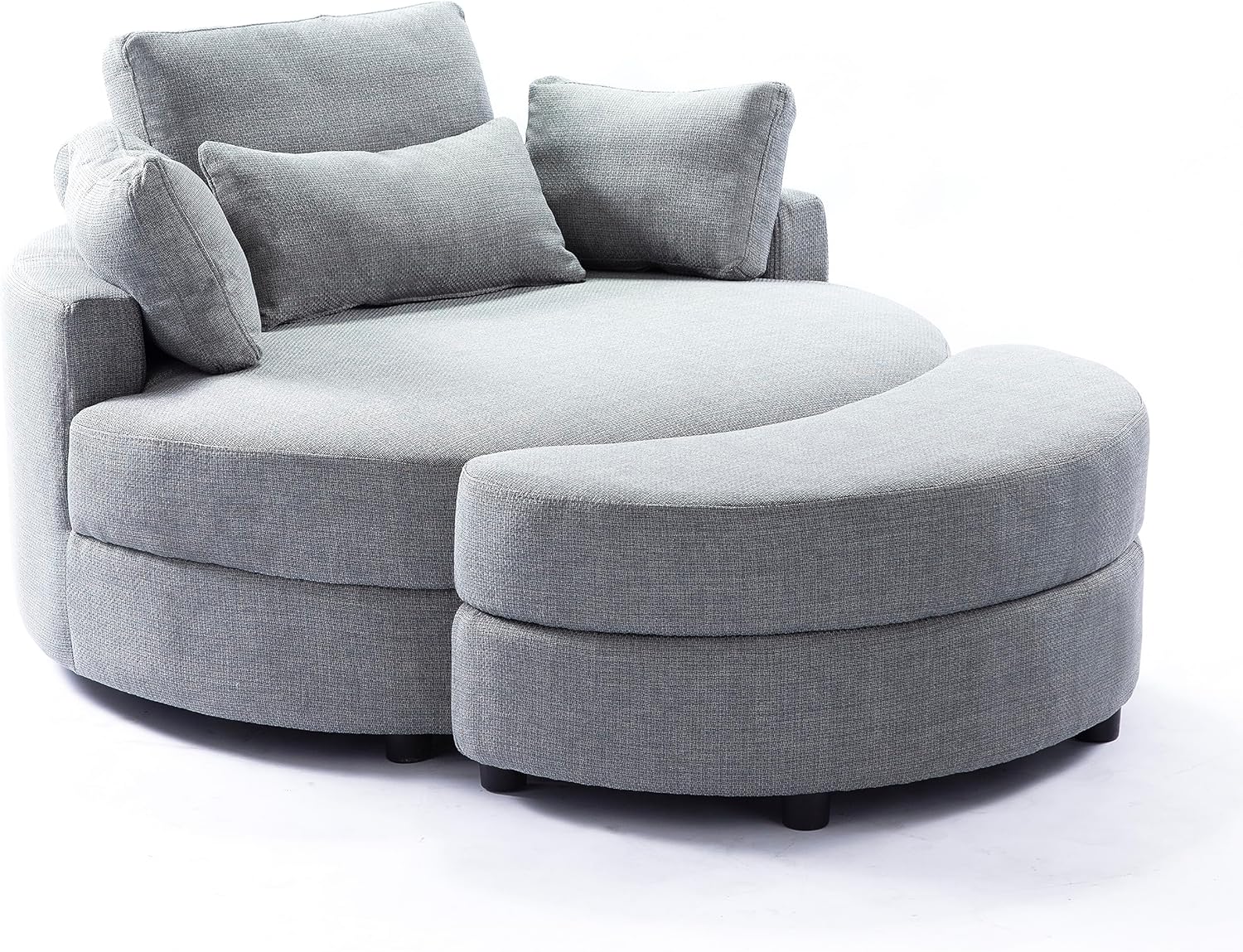 Oversized Barrel Chair with Half Moon Shaped Storage