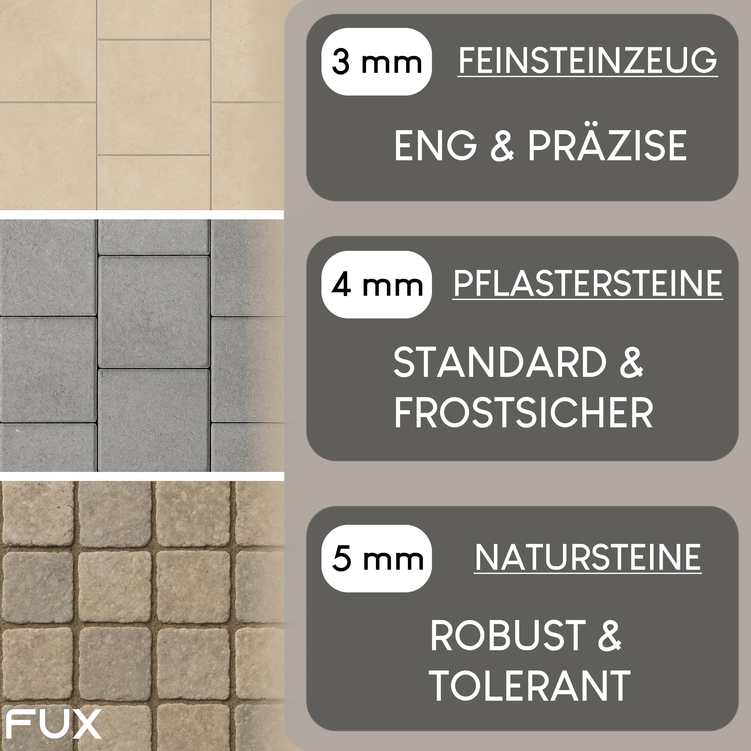 Fugenkreuz Terrassenplatten 150 Stück - 5mm - 15mm Höhe - Abstandshalter Kunststoff mit Sollbruchstelle - UV- & witterungsbeständig