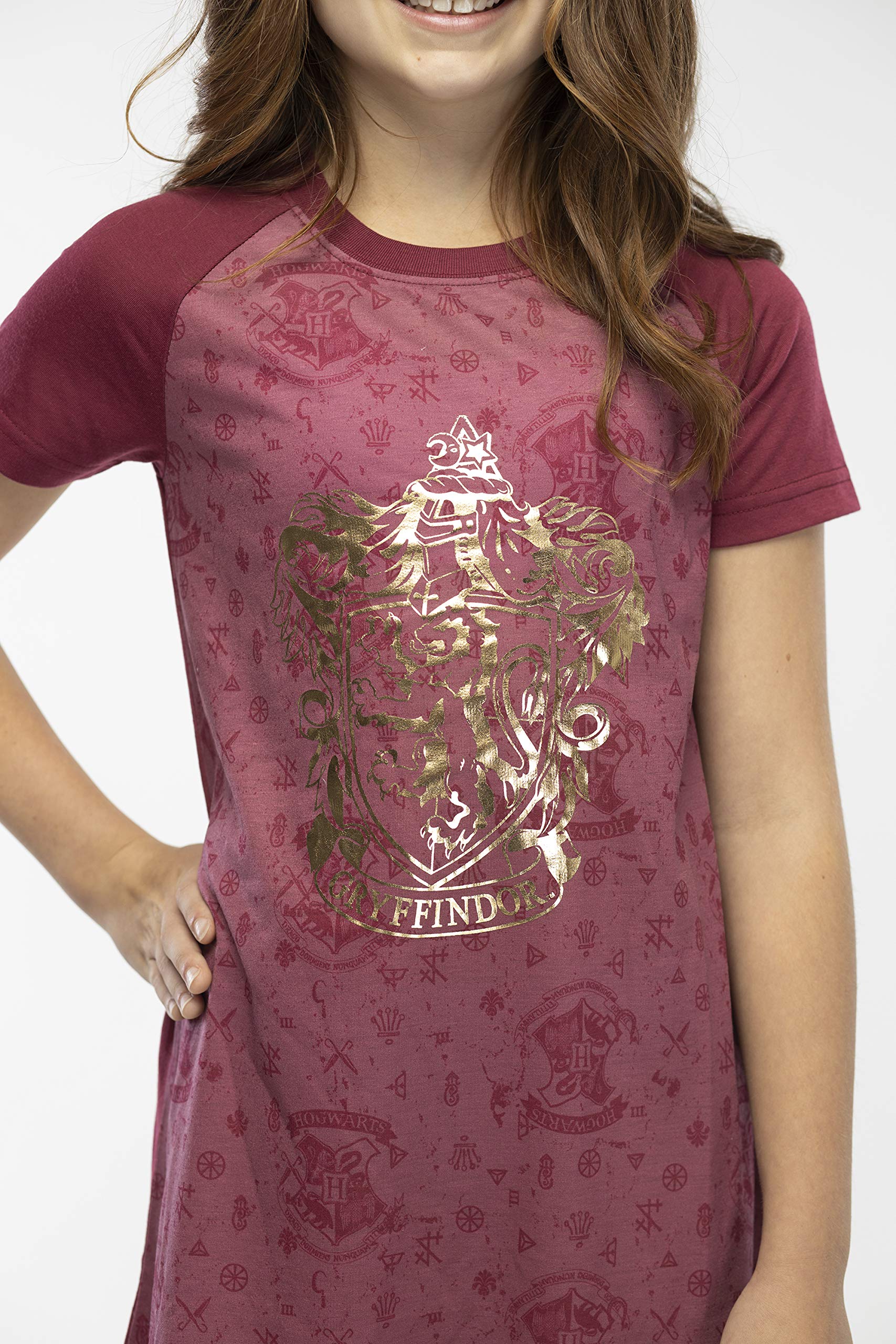 Harry Potter niñas Imprimir lámina casas de Hogwarts, Gryffindor Raglan camisón (6/6x)