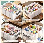 Citylife 16L Boîtes de rangement en plastique avec 6 Inserts amovibles Boîte de rangement claire avec des contenants de stockage empilables polyvalents pour l'organisation du crayon, outil, artisanat