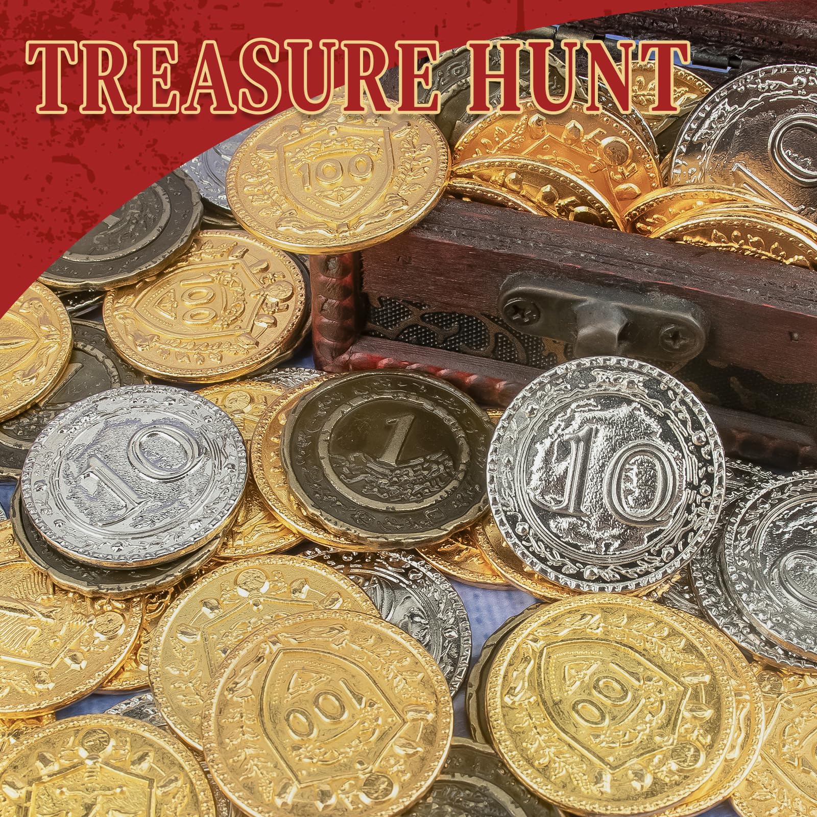Byhoo 50 monete DND in metallo, 1,2 pollici, oro argento, rame, con valore nominale per gioco da tavolo e tavolo RPG, monete in metallo fantasy per pirati, giochi, feste, cosplay