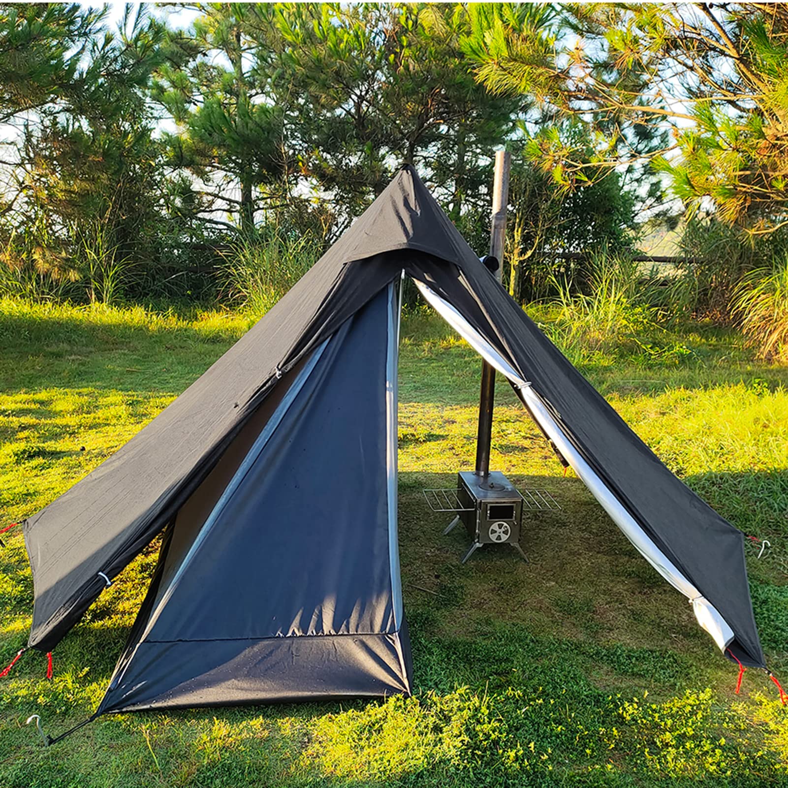 Pyramid Tent With Chimney Hole Outdoor Ultralight Waterproof Indian Hot Tent  1-2 Person (Black 1) : Amazon.co.uk: Sports u0026 Outdoors