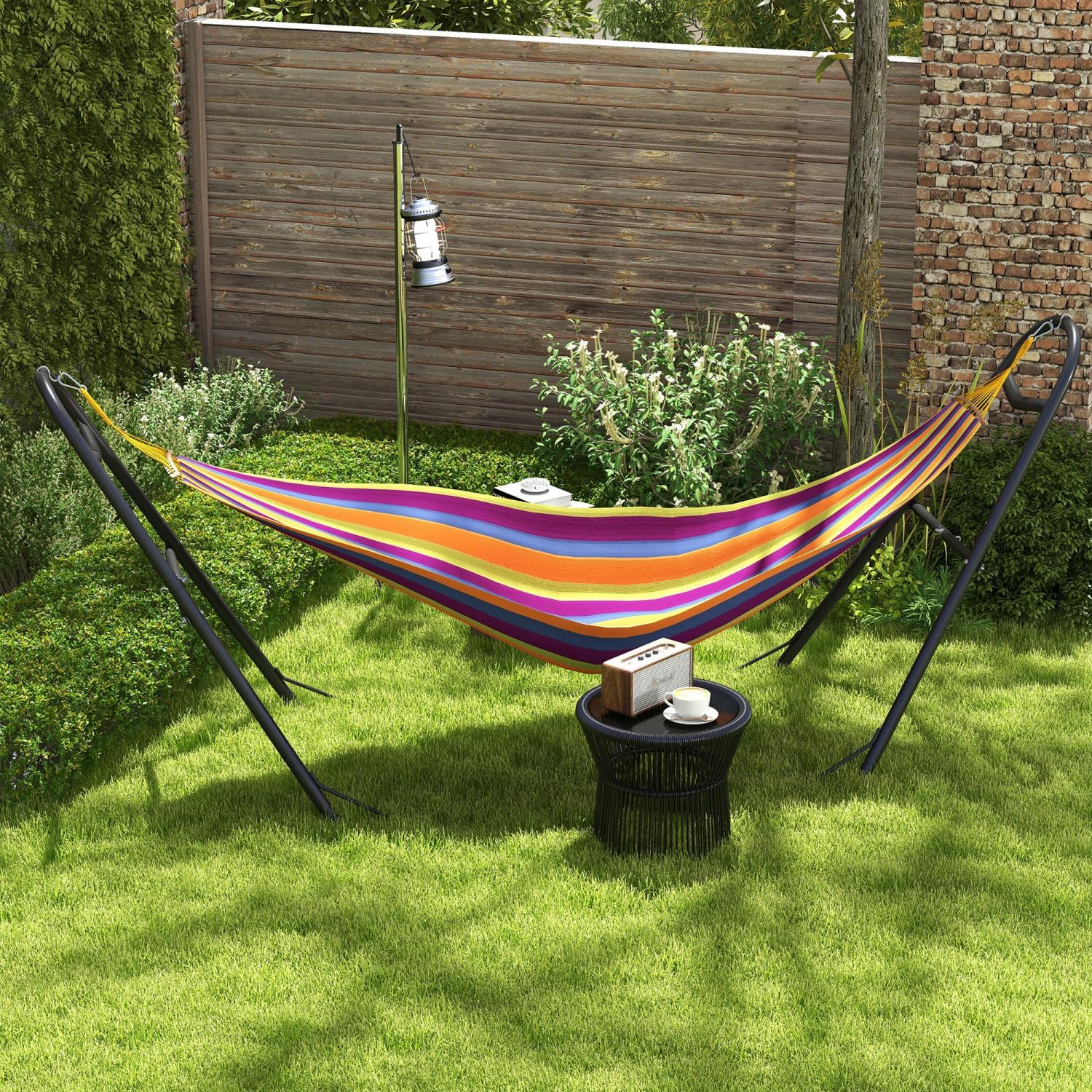 Portable Adjustable Steel Frame Hammock Stand with Weather Resistant Finish