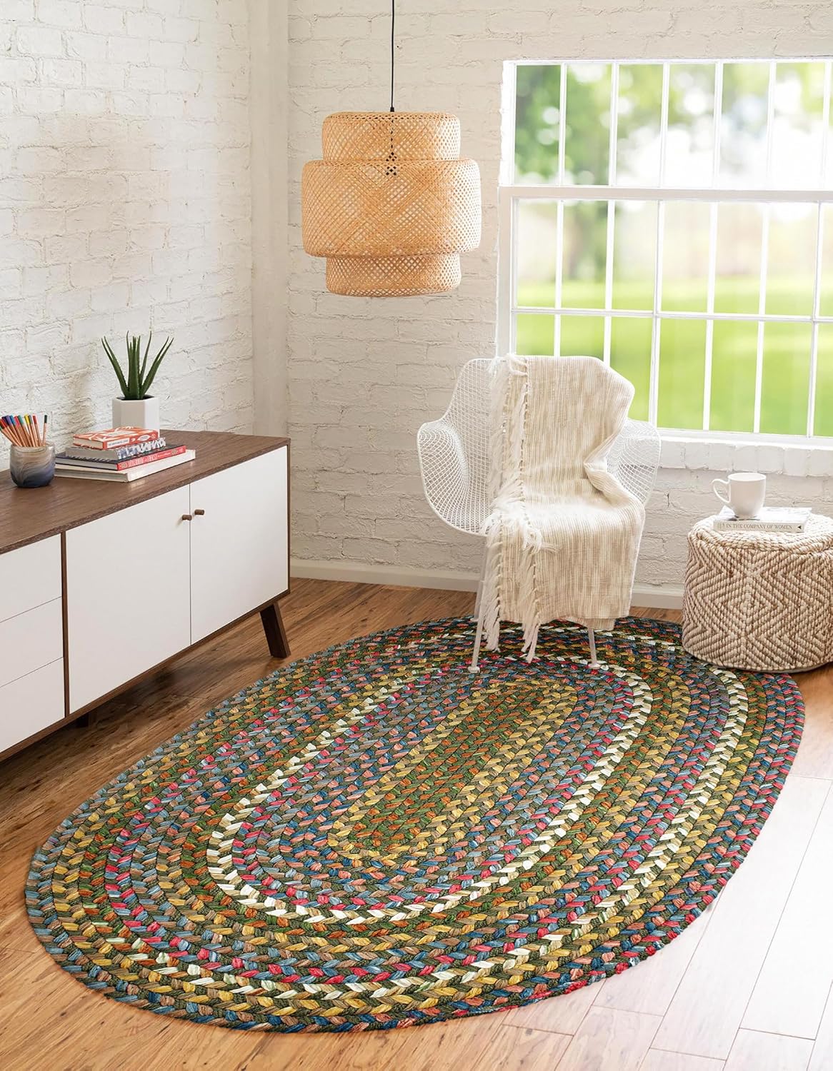 Calm Water CW65 Peridot 4' x 6' Oval - Braided Area Rug, Home Decor, Floor Mat or Bedroom Rug - Easy Care, Ideal for High Traffic Areas in Hallway and Living Room - Made in USA