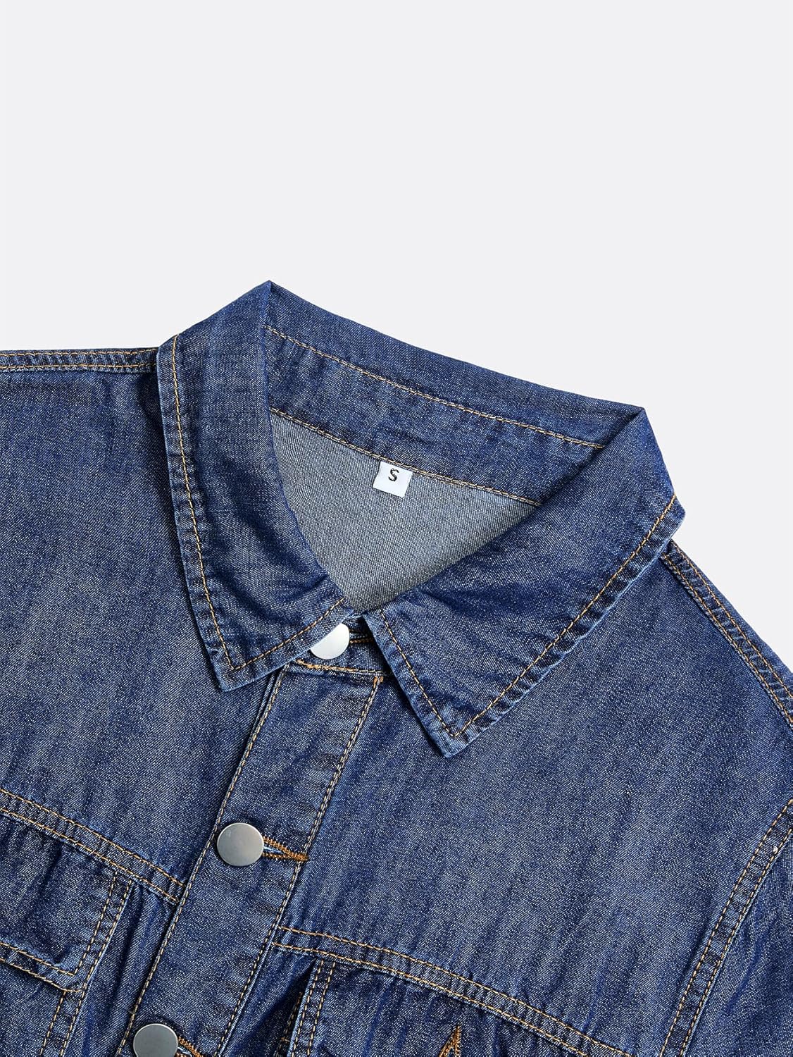 AprPith Women Denim Shirt Dress V Neck Short Sleeve Long Bottom Down A-Line Jeans Dresses with Pockets - Image 4