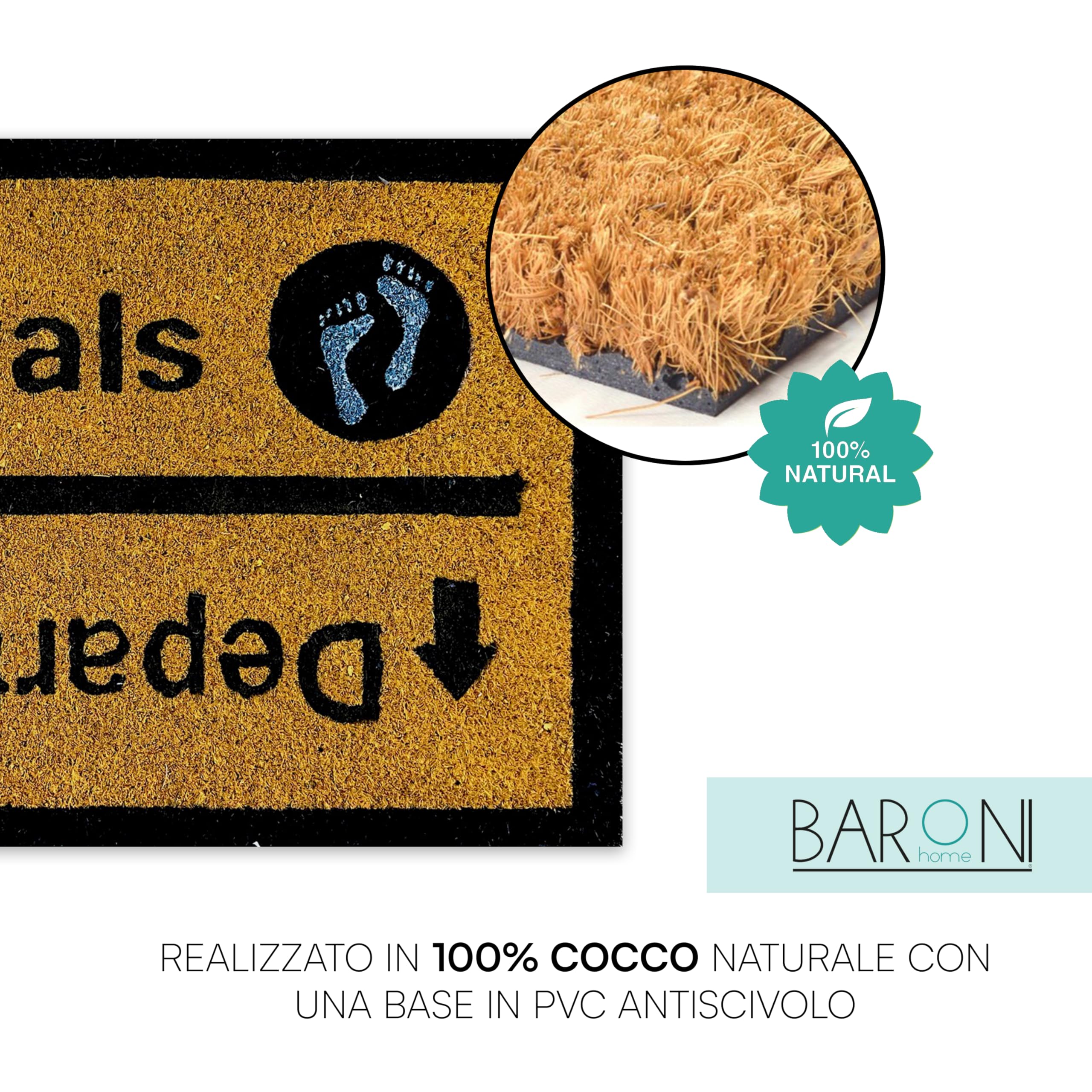 Zerbino Ingresso Cocco 70x40cm Campo Calcio - Baroni Home Dipinto A Mano, Antiscivolo Per Esterno/Interno - Foto 2