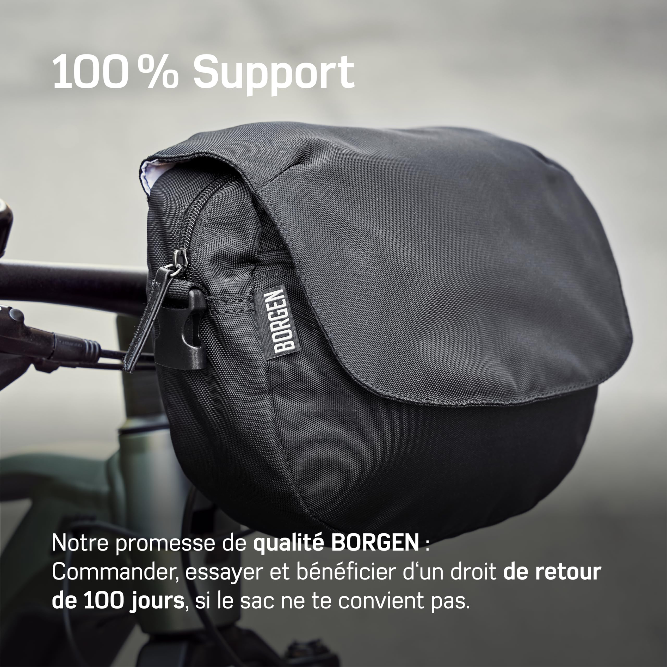 Borgen KLICKfix Sacoche de guidon de vélo - Imperméable et spacieuse - 5 l - Sacoche de guidon de vélo