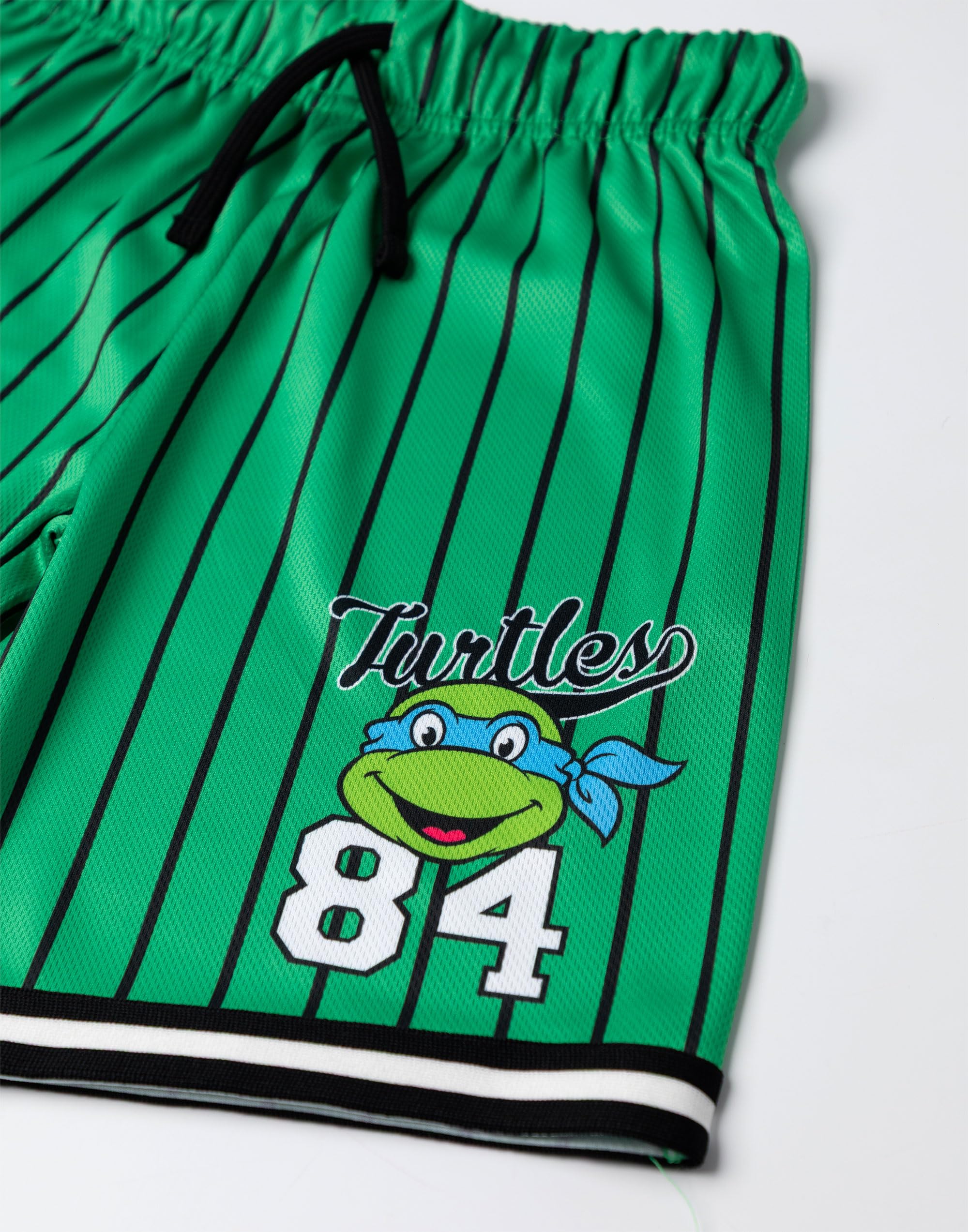 Teenage Mutant Ninja Turtles Grünes 2-teiliges Basketball-Set | TMNT Sewers of N.Y.C. Sportbekleidung für Jungen | Ärmelloses Freizeitoutfit | Basketball-Liga-Streifendesign | Schildkröten-Merch