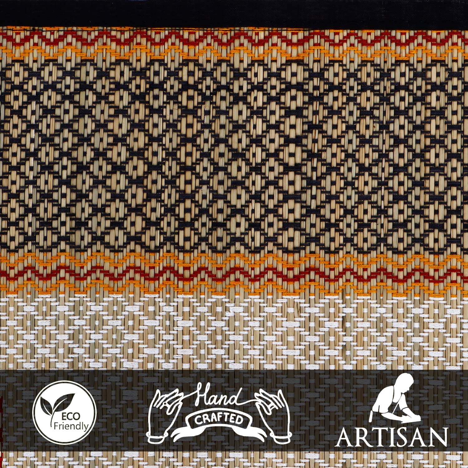 HOKIPO Classic Contemporary Chatai Mat (Black, Madurkathi, Rivergrass, 6X3 Feet, Rectangular) 3