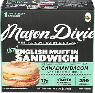 Mason Dixie Biscuit Co English Muffin Sandwich with Canadian Bacon, Egg & Cheese, 4.3 OZ