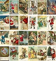 Vista 19 de PIXILUV Tarjetas de felicitación de Navidad vintage 24pcs niños felices jugando Navidad Reimpresión antigua Postal Set
