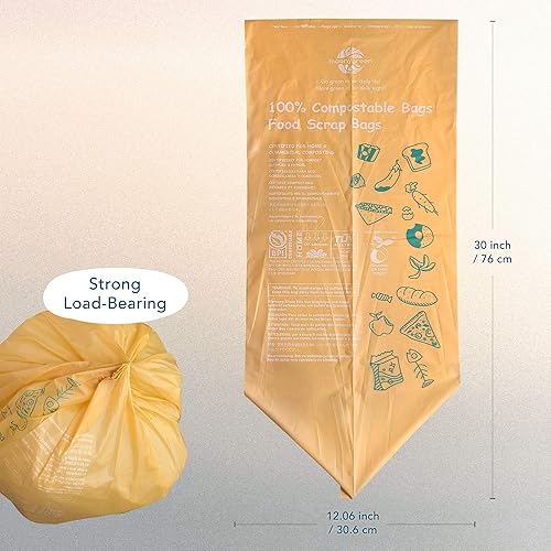 Miniatura 3 de Moonygreen Bolsas de basura compostables de 13 galones, bolsas altas de basura de alimentos de cocina, US BPI ASTM D6400 y Europe OK Compost Home,