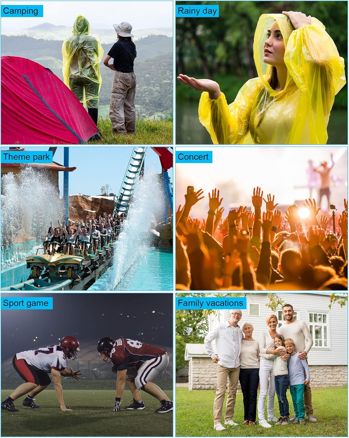 14 Pack Rain Ponchos for Adults Reusable EVA Raincoat Waterproof Rain Ponchos for Women Men with Drawstring Hoods Emergency Colorful Rain Ponchos Travel Rain Poncho Rain Gear Rain Jacket - Image 7