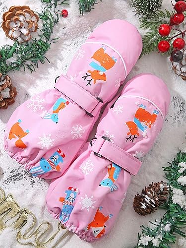 Miniatura 7 de SATINIOR Manoplas de esquí para niños, guantes de invierno impermeables para nieve, guantes cálidos y resistentes al viento para niños y niñas