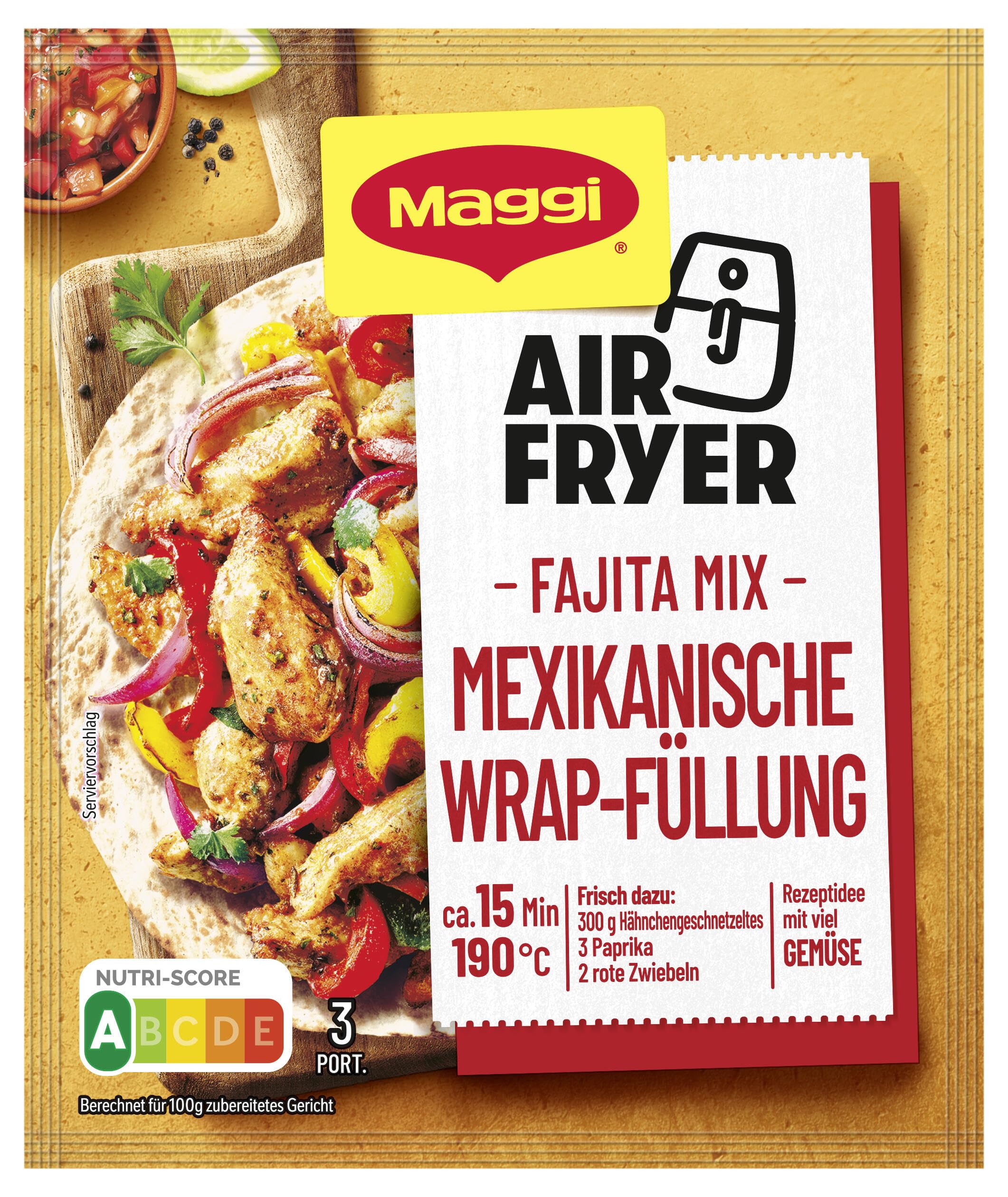 MAGGI Airfryer Mexikanische Wrap-Füllung - Fajita Mix, 1er Pack (1 x 27g)