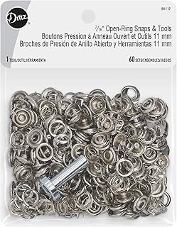 Dritz Çıtçıtlı 2 Açık Halka Kenarları Boyut 16 Nikel Çıtçıt ve Alet Bağlantı Elemanları Dahil, 7/16 inç, 60 Takım