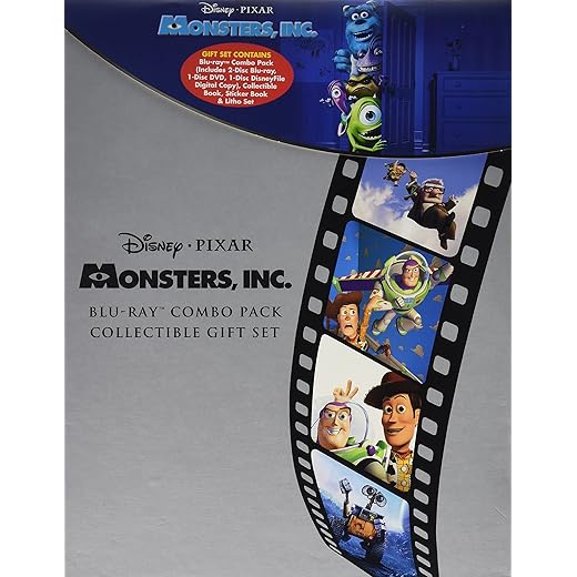 Monsters, Inc. Disney Pixar LIMITED EDITION GIFT SET Includes 2 Disc Blu-Ray, 1 Disc DVD, 1 Disc Disneyfile Digital Copy, Collectible Book, Sticker Book and Litho Set
