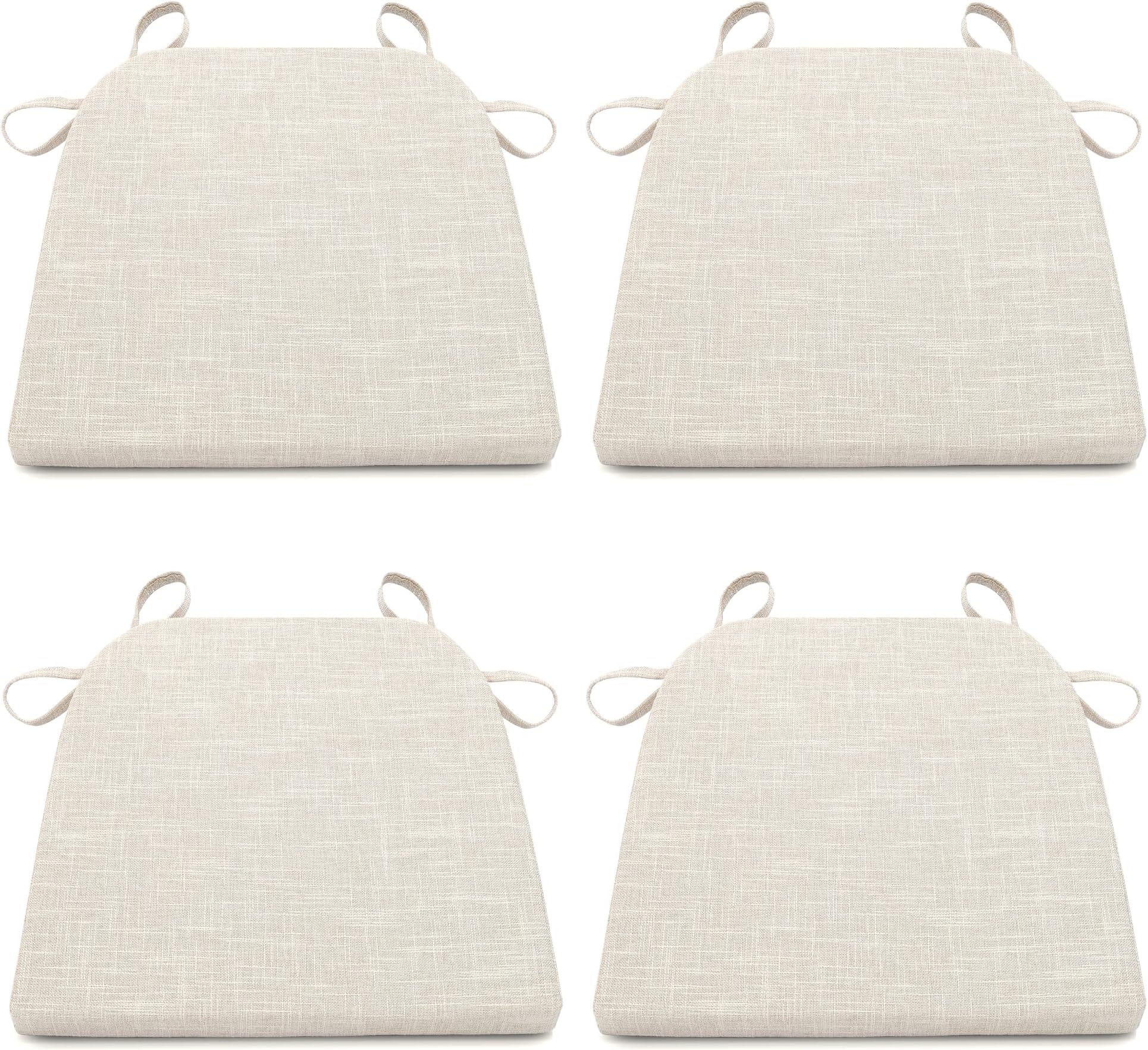 Tromlycs Chair Pads with Ties for Dining Room Chairs Set of 4 High Density Foam Padded Cushion Non Slip U Shaped Kitchen Seat 16x16.5 inch White Beige
