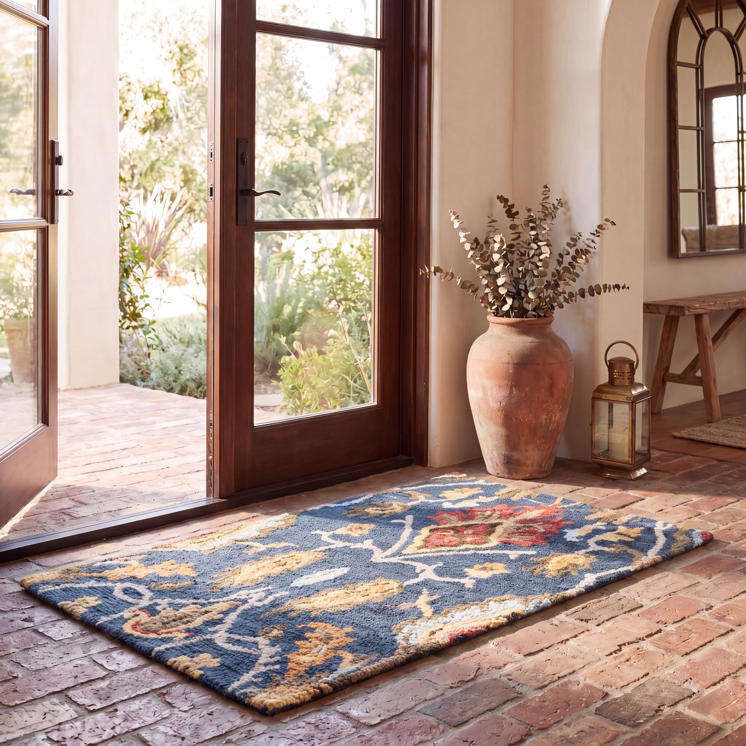 SAFAVIEH Blossom Collection 2x3 handmade wool rug in navy and multi