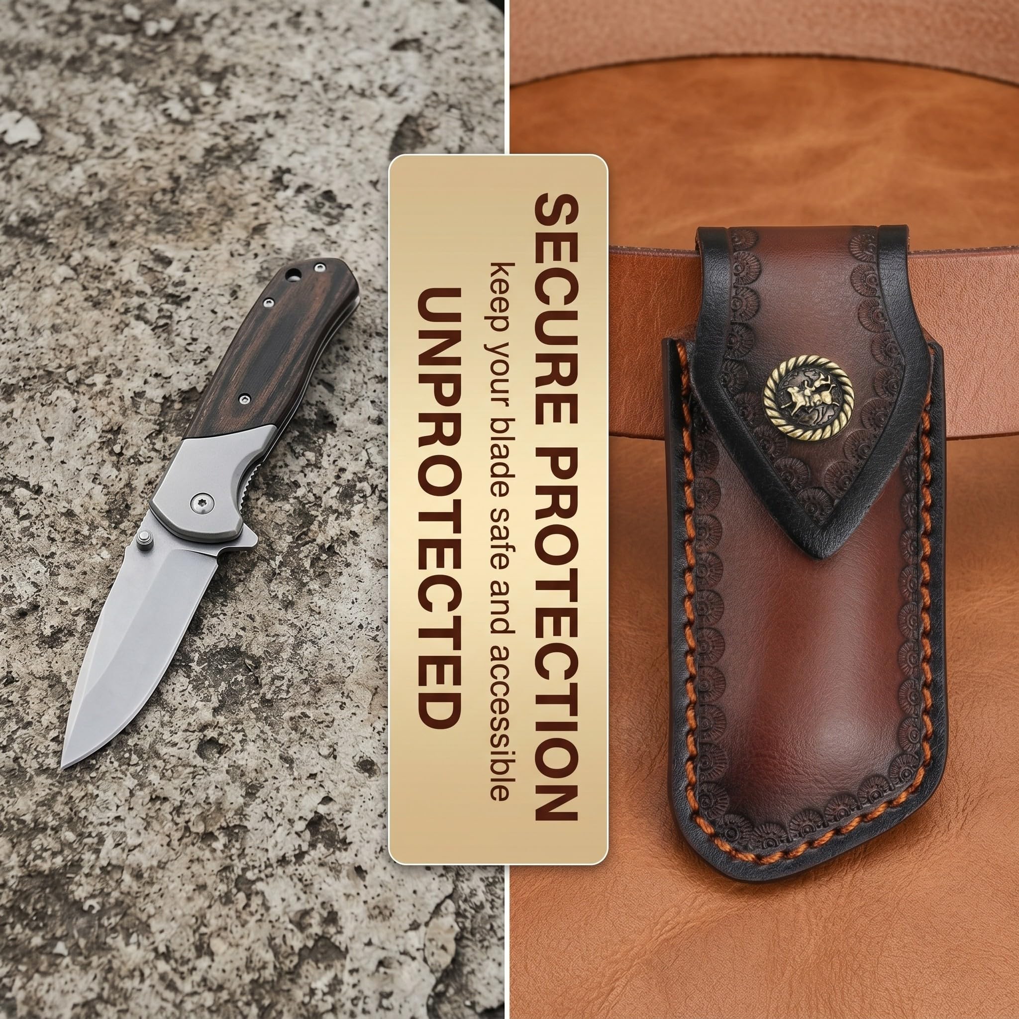 Messertasche Leder für Gürtel, 1 Stück, Cuttermesser Tasche, Asche messerscheide Faltbar Taschenmesseretui Tragbare Tasche Messer Lederholster