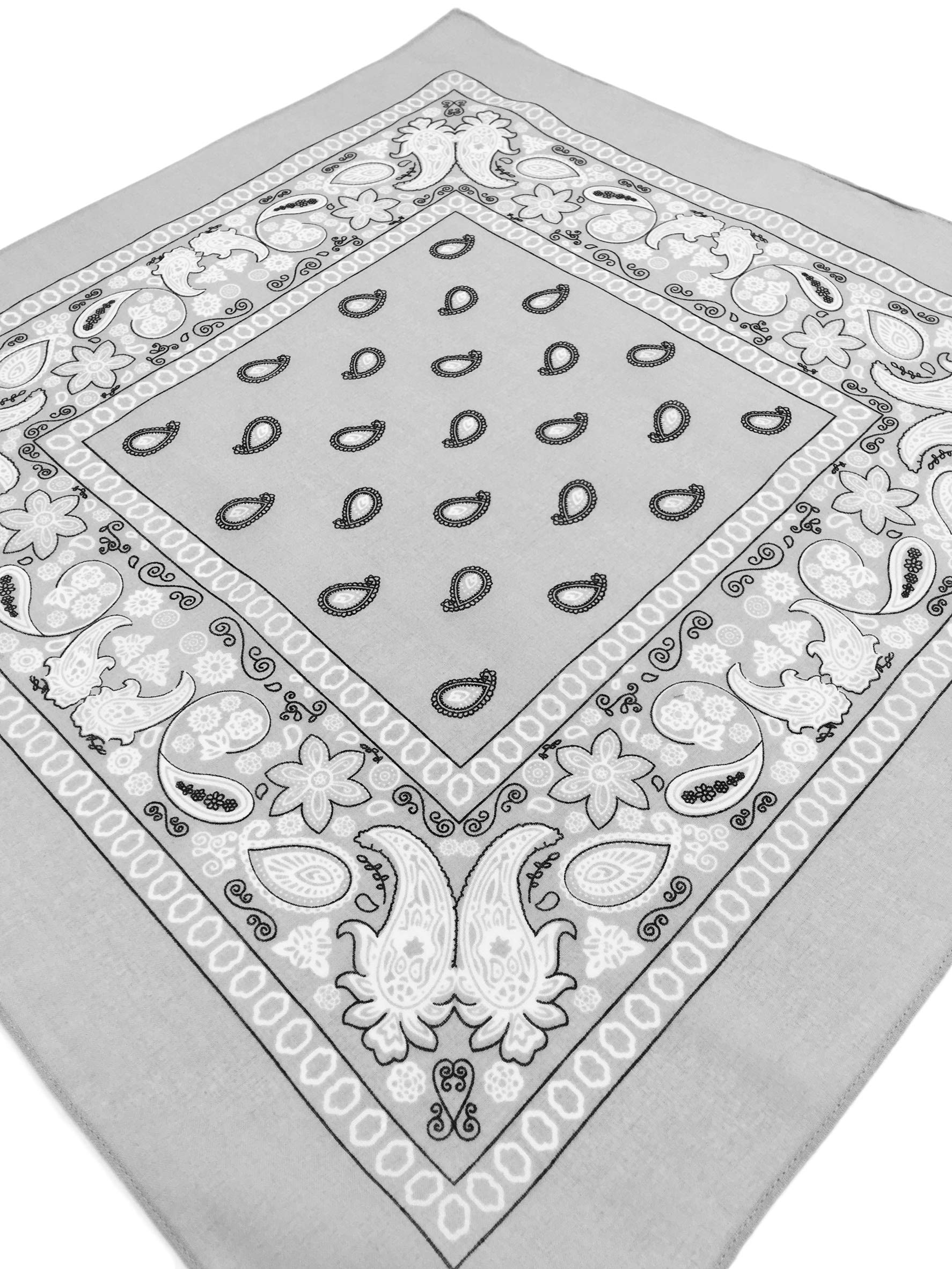 Consumable Depot CD | 3-Pack Bandanas | 100% Cotton Headbands for Men and Women 22” X 22” (Light Grey)