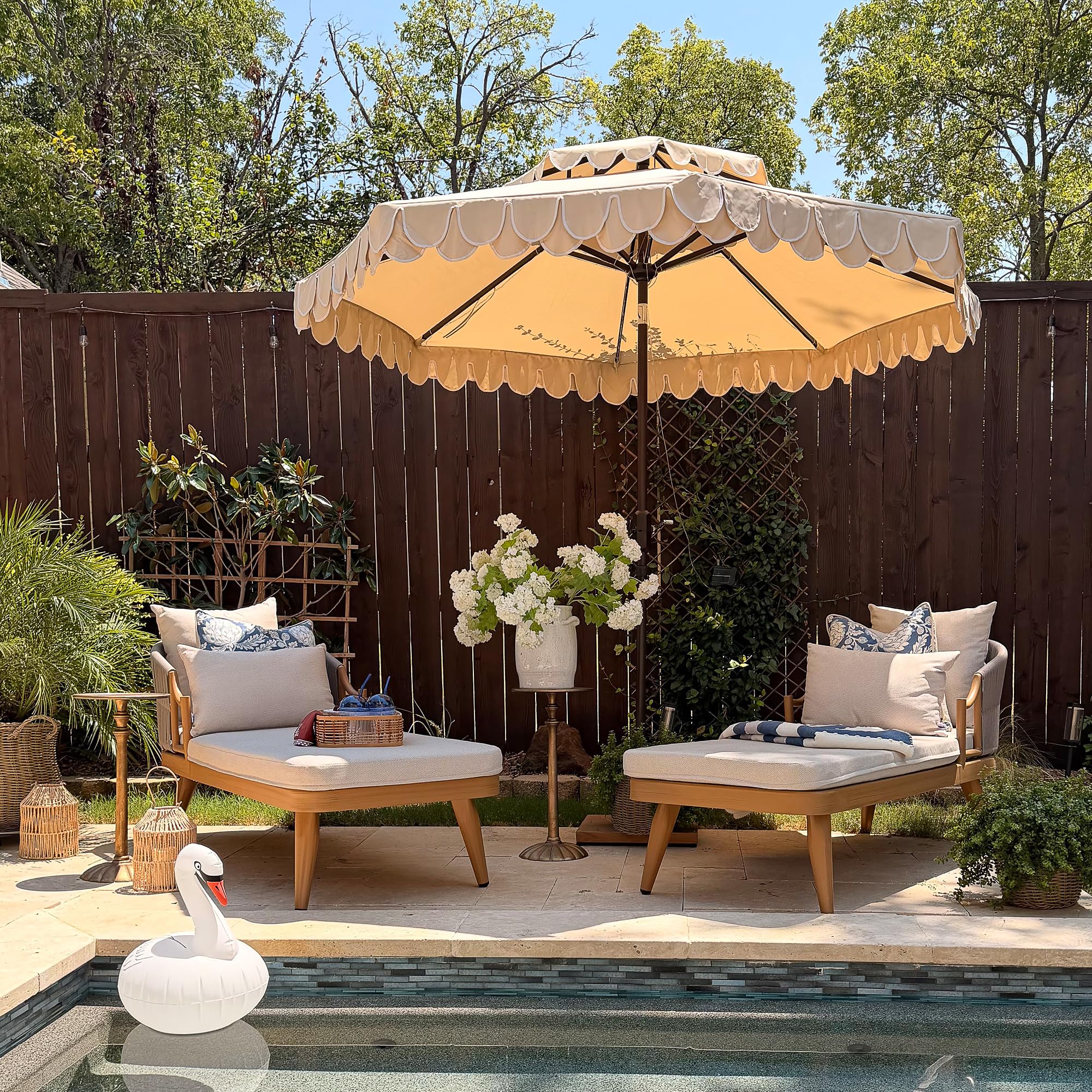 PURPLE LEAF Patio Chaise Lounge Set of 2 with Soft Cushion, Teak