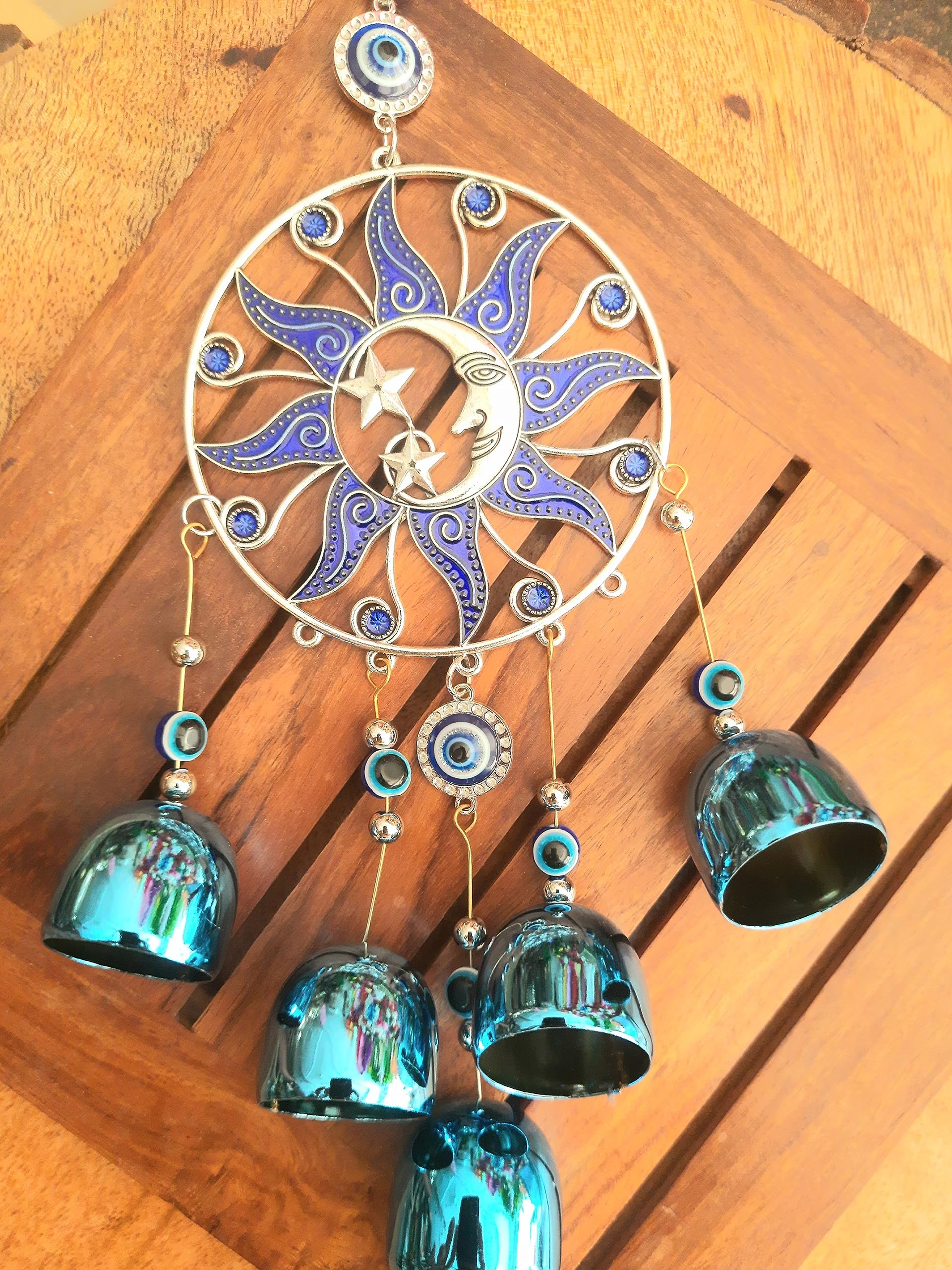 DT DECTONE Metal Blue Turkish Evil Eye Nazar Battu Hanging Lucky Pendant Hanging Ornament Amulet For Car, Home & Office Protection And Blessing From Negative Energy