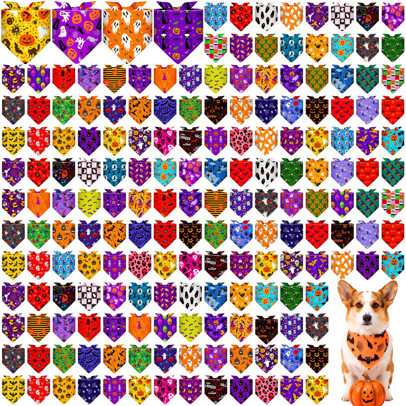 Chicingyou Bandane per cani, 180 pezzi, per Halloween