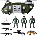 JOYIN Military Vehicles Toy Set of Friction Powered Transport Helicopter with Light and Sound Siren, and Soldier Army Men Action Figures for Kids