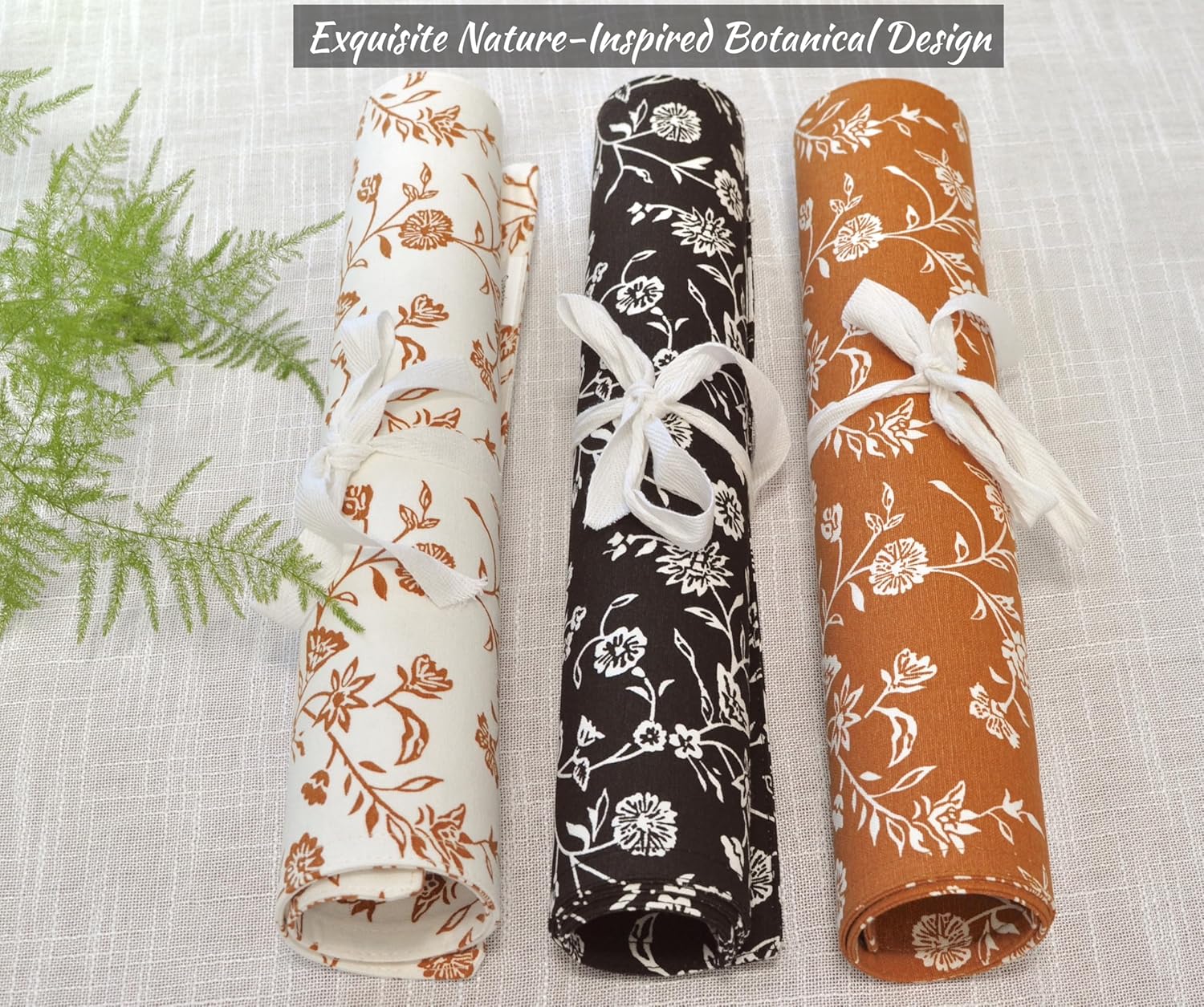 Floral Dining Table Placemats Vintage Flowers Botanical Design Rustic Vintage Rectangular Washable Cloth Dinner Place Mats for Kitchen Retro Home Decor Black and White 14”x20” Set of 4