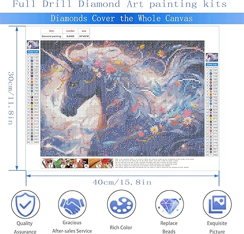 Miniatura 3 de Rheskbecy Kit de pintura artística de caballo con diamantes para adultos, caballo 5D, pintura de gemas de taladro completo, pintura de puntos