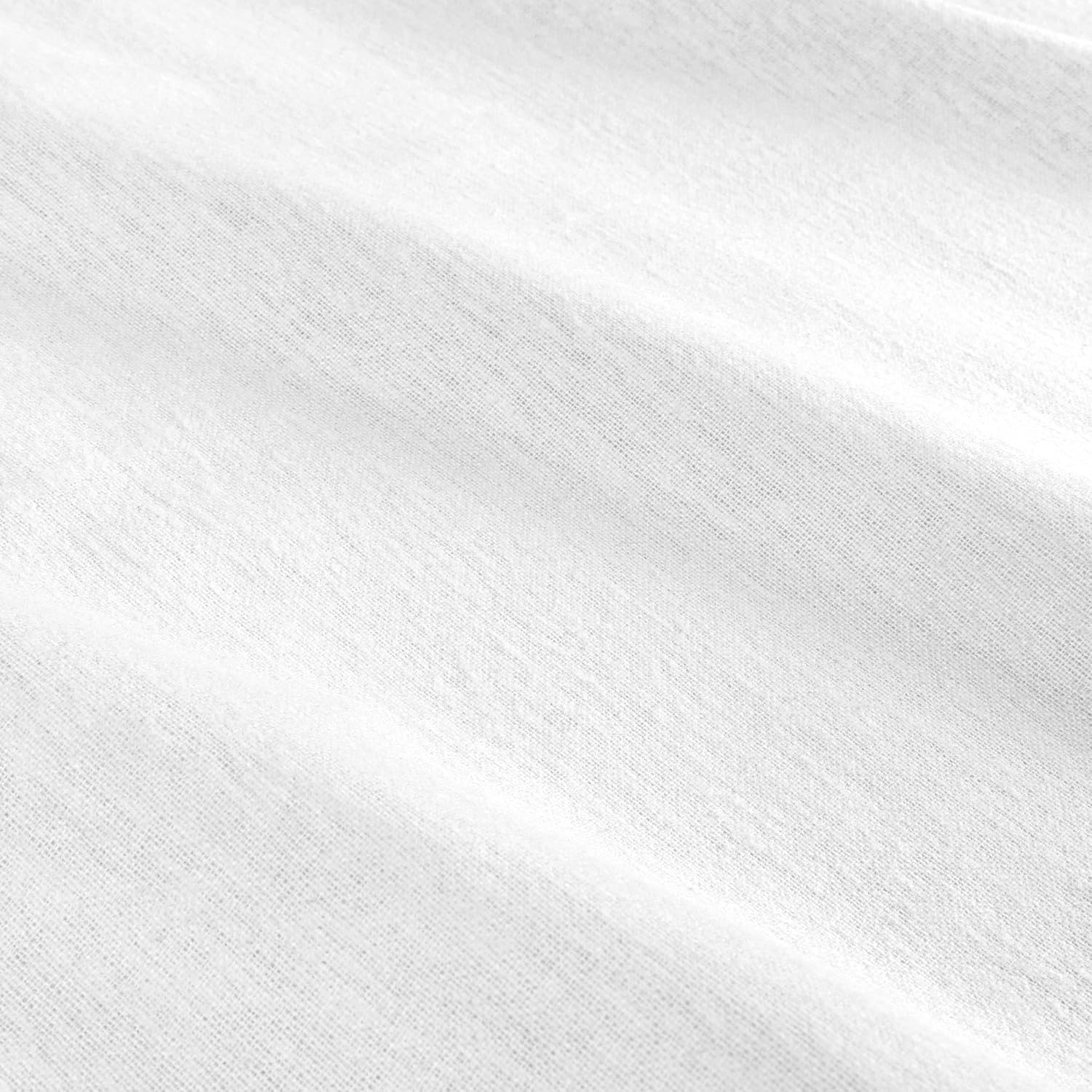 BNM Paisley or Solid Flannel Cotton Sheet Set, Fuzzy Warm Sheets, Traditional Bohemian Bedding, Basics, Includes 1 Flat Sheet, 1 Elastic Deep Pocket Fitted Sheet, 1 Pillowcase, Twin, White