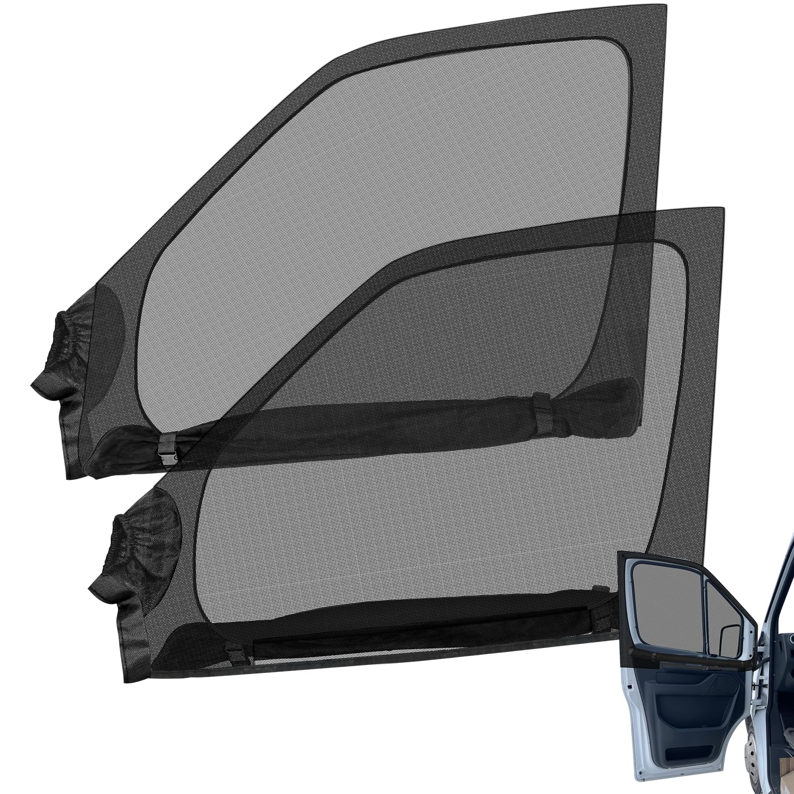 Moskitiera zastępcza do VW T4, T5, T6, T6.1, T7 California 1990-2025, magnetyczna siatka przeciw owadom na drzwi wejściowe (para), 2 sztuki, dwuwarstwowa, oddychająca, na kemping