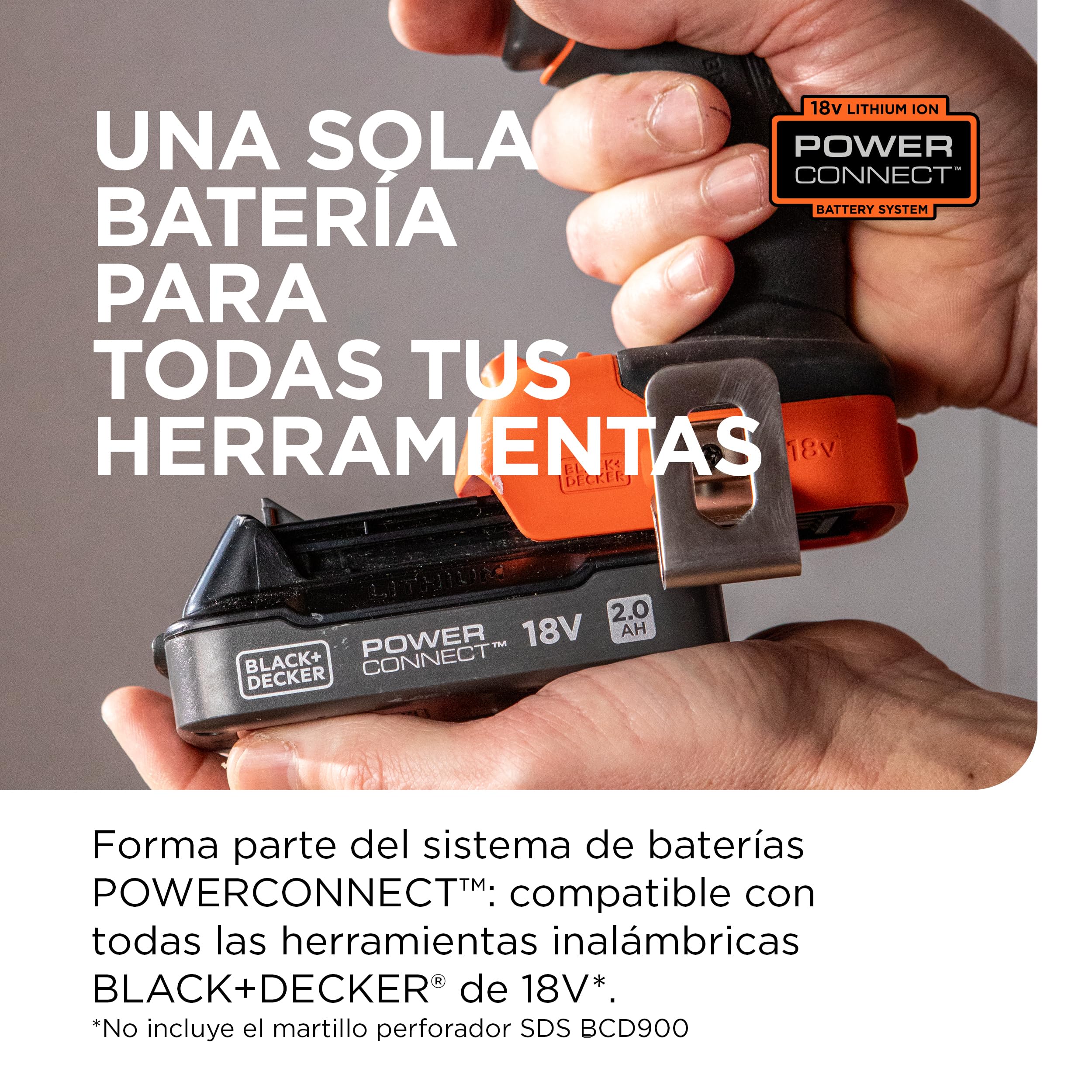 BLACK+DECKER Taladro percutor inalámbrico sin escobillas de 18v con batería de 2,0Ah, cargador, 50 accesorios y maletín de transporte, BLD783D1KA-QW