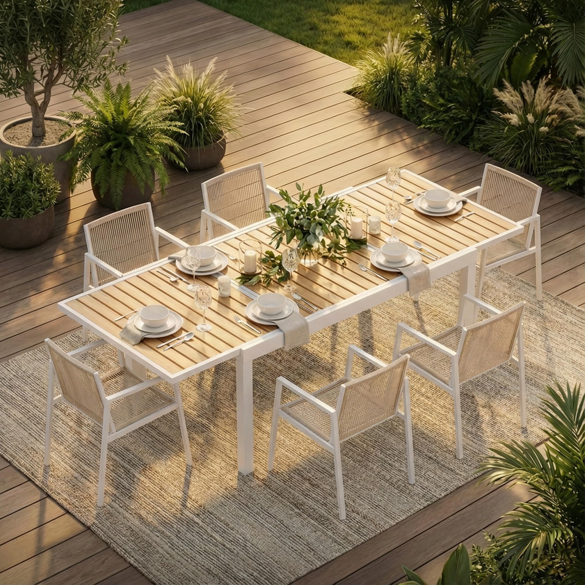 Amazon.com: ZANDOR Expandable Outdoor Dining Set for 4-6-8,Patio