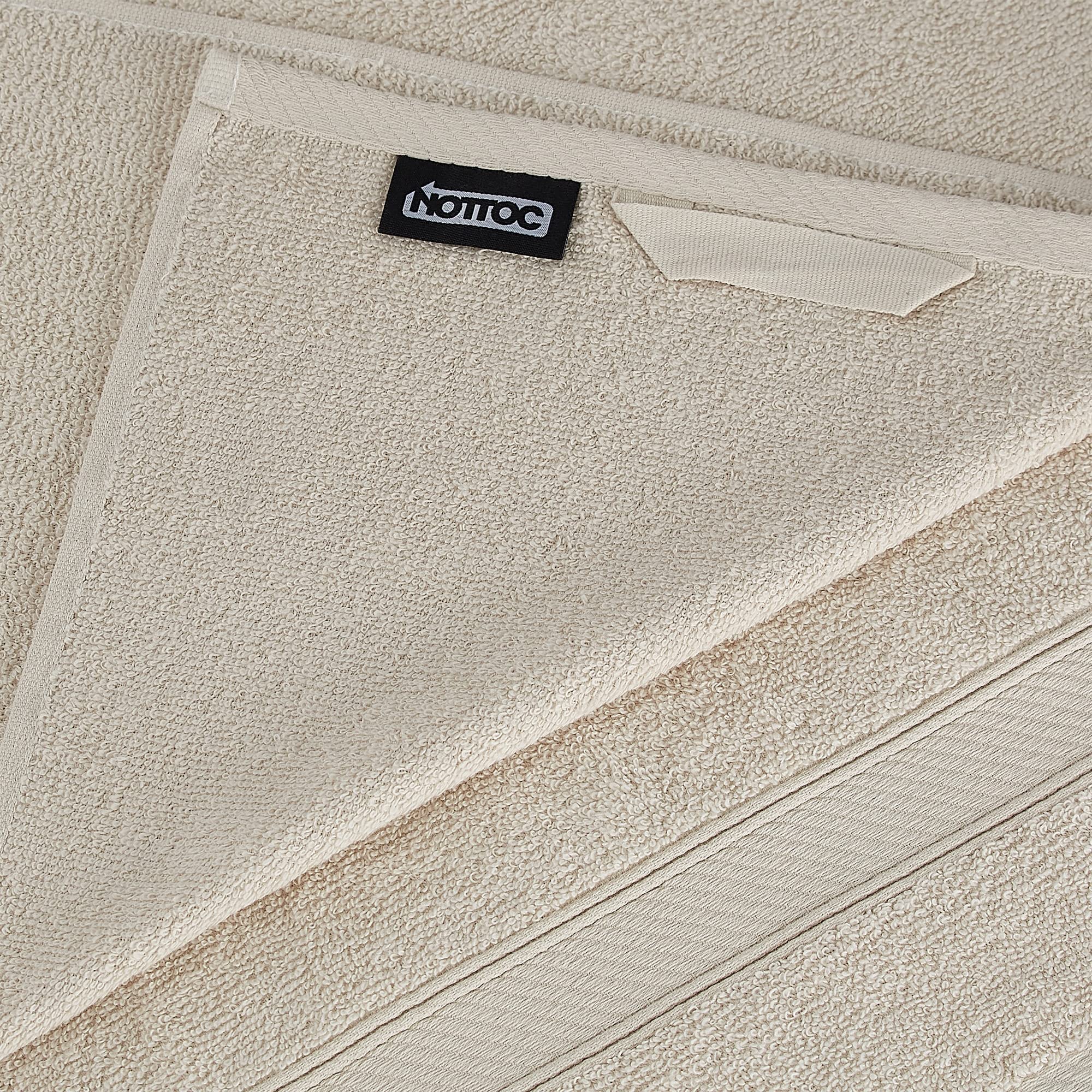 nottoc Set Asciugamani Bagno Beige, Hotel, 100% Cotone, 2 Telo Doccia 70x140cm + 4 Asciugamani 50x90cm + 2 Asciugamani Ospiti 30x50cm, Asciugamani Bagno Viso e Bidet, Morbidi, Assorbenti