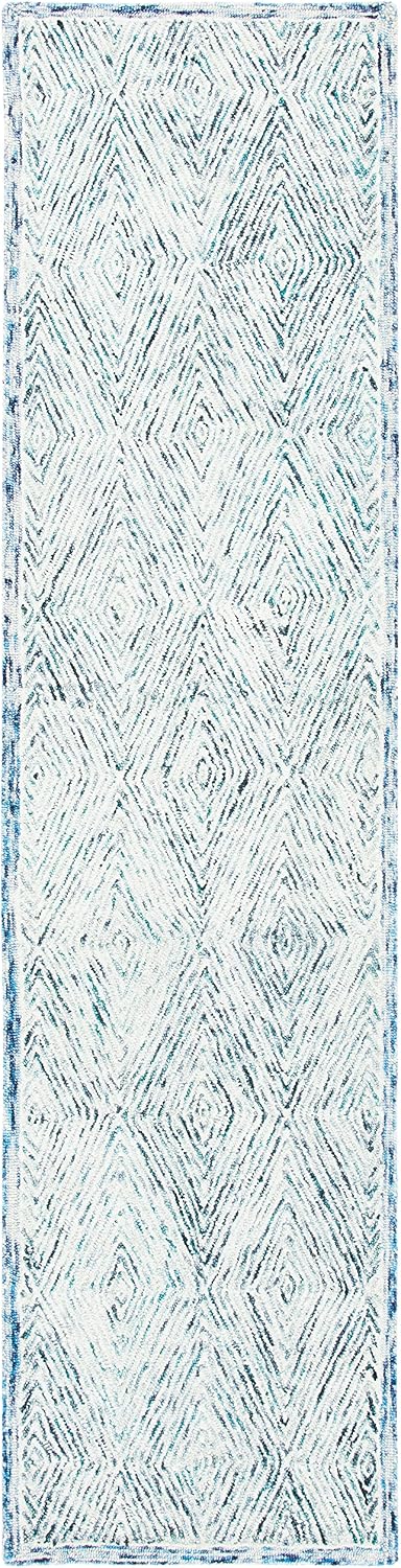 SAFAVIEH Capri Collection Runner Rug - 2'3" x 9', Blue & Ivory, Handmade Wool, Ideal for High Traffic Areas in Living Room, Bedroom (CPR213M)