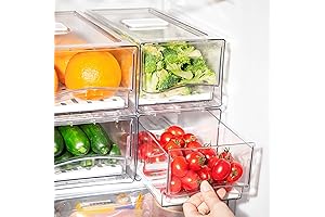 2-Pack Pull-Out Refrigerator Organizer Bins for Maximizing Vertical Space