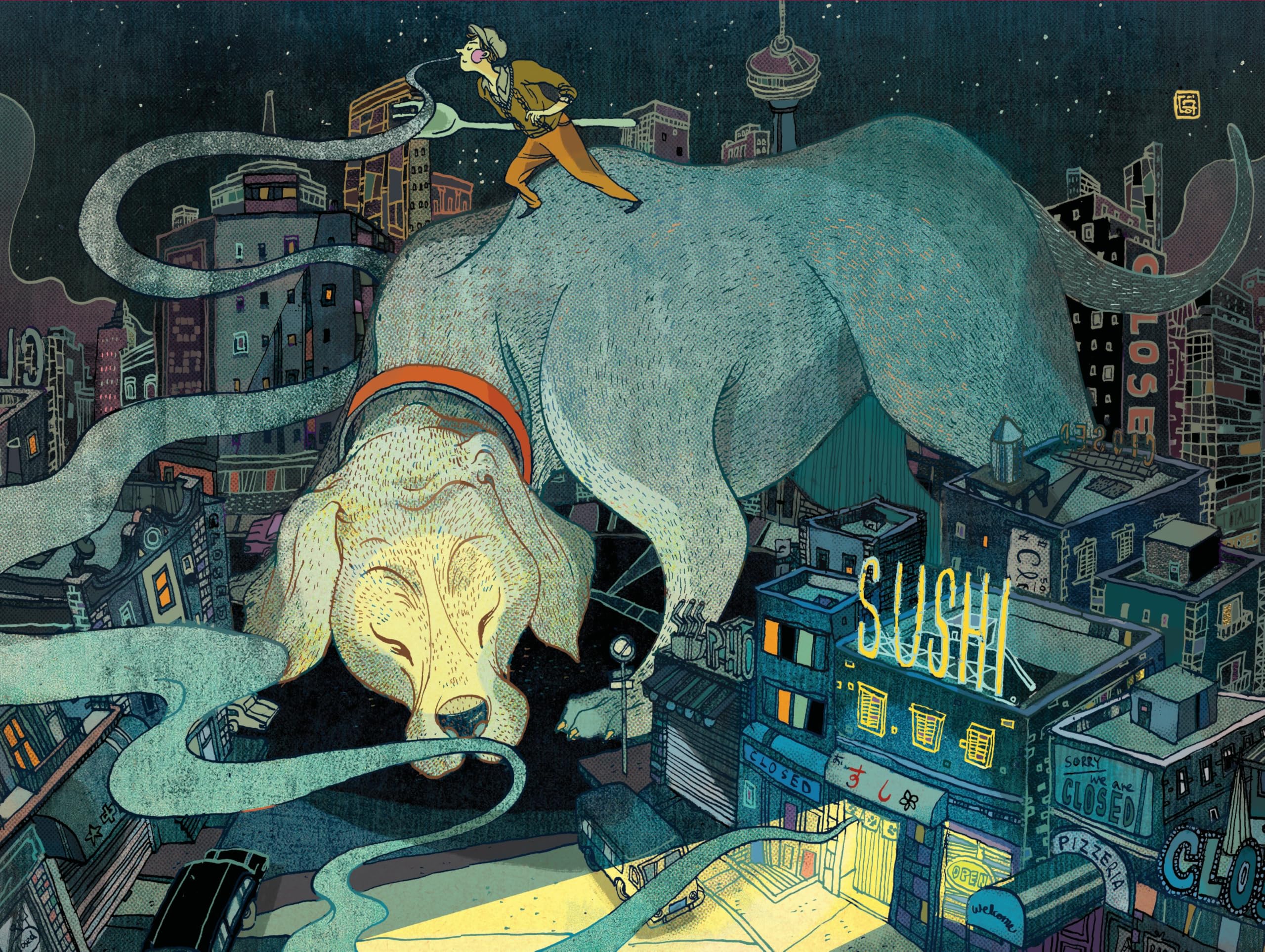 New York Puzzle Company - Victo Ngai Late Night Dining – Puzzle de 1000 pièces