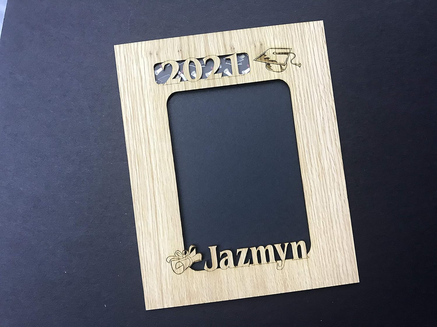 2026 Graduation Picture Frame - Personalized with Year, Name and School (8x10 - Holds 5x7 Photo, Black)