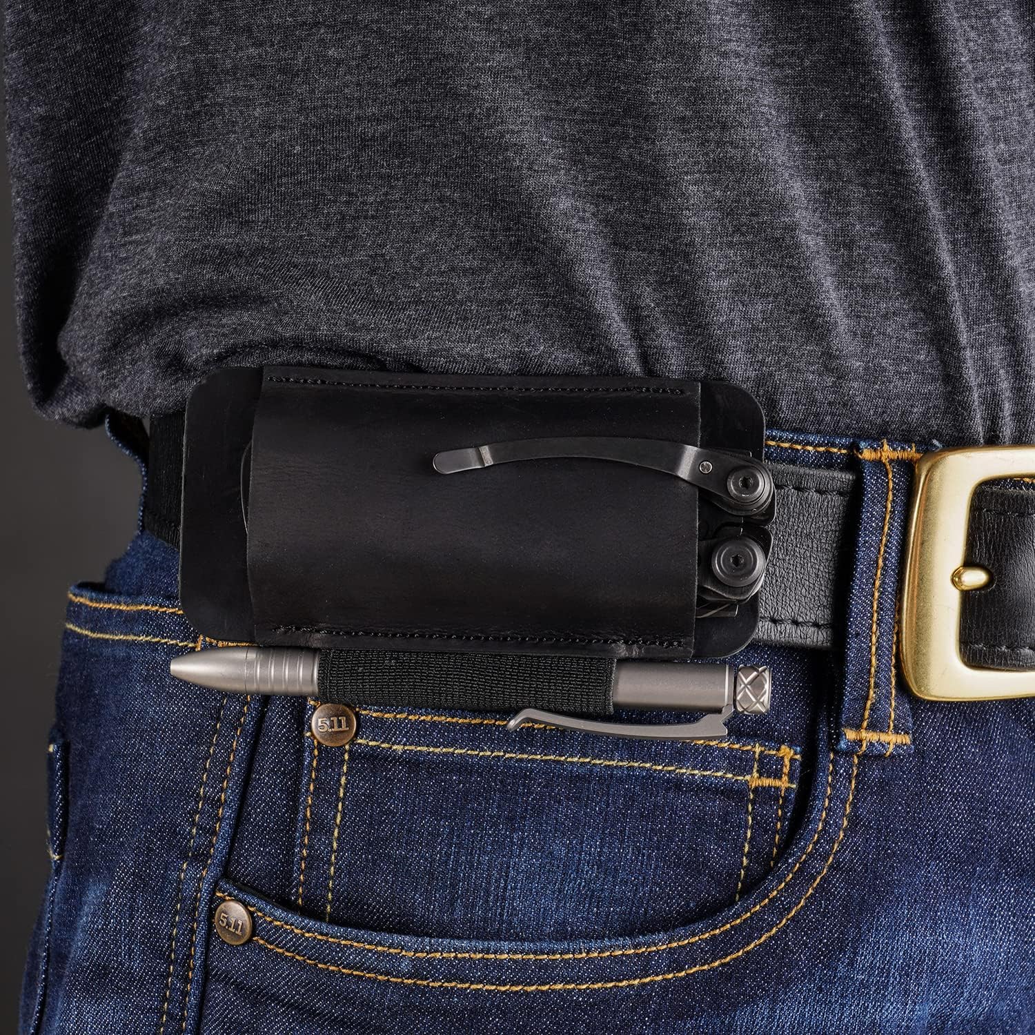VIPERAED PJ11 EDC Petit étui en Cuir pour Ceinture, étui en Cuir pour Petite Lampe de Poche, Fourreau de Couteau Utilitaire, Pochette EDC pour Outils Multifonctions