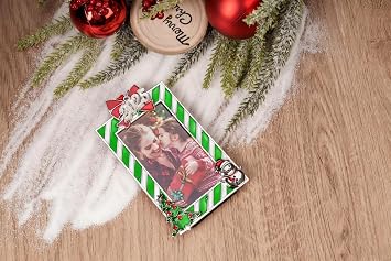 ZUNON Christmas Photo Frame Ornaments for Display Picture, Hanging Decoration, Picture Frames for Holiday Home, Party, Xmas Tree Decor 2025 Wedding Decoration (Green Photo Frame)