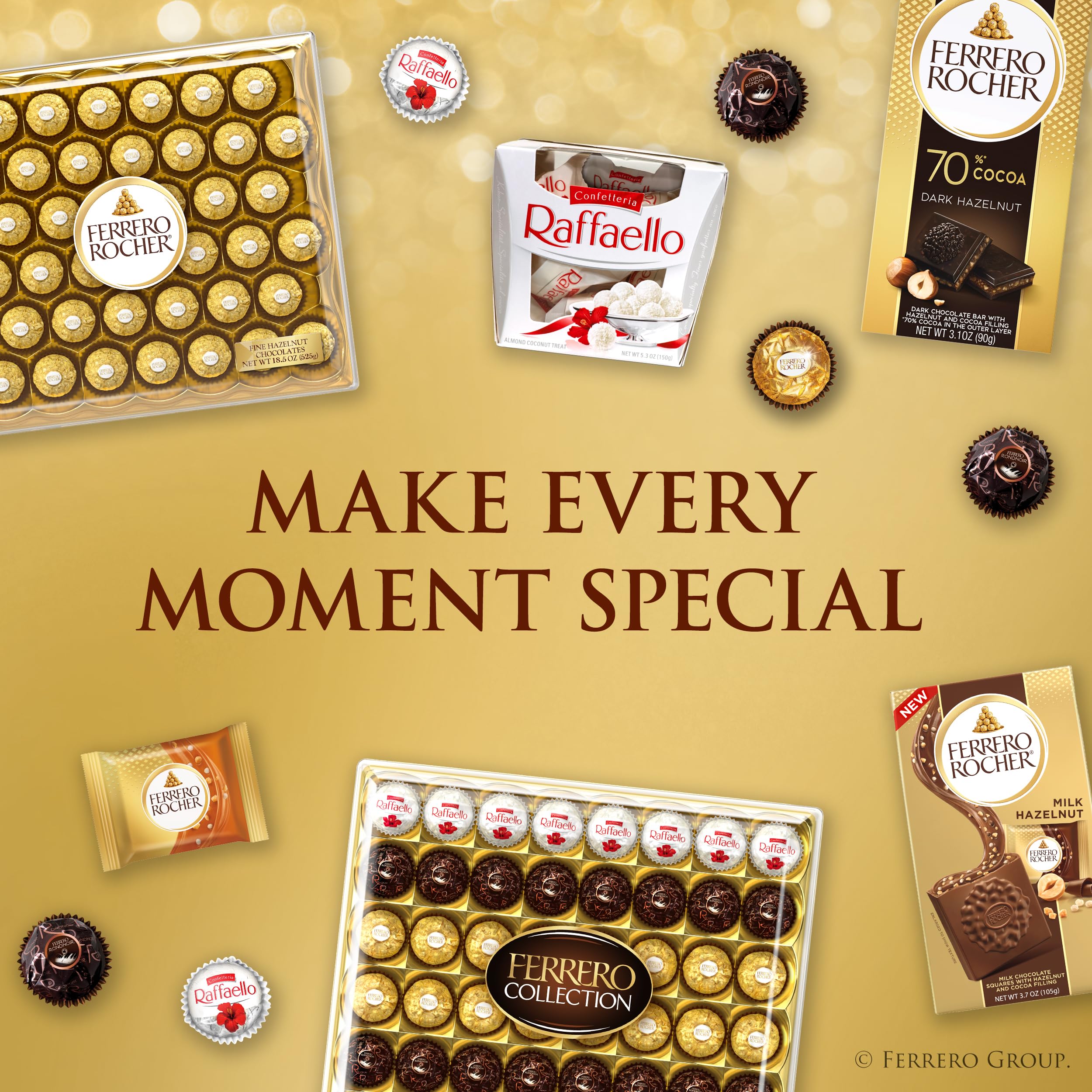 Ferrero Rocher Gourmet Hazelnut Milk Chocolate Gift Box, 12 Individually Wrapped Chocolates, 5.3 oz