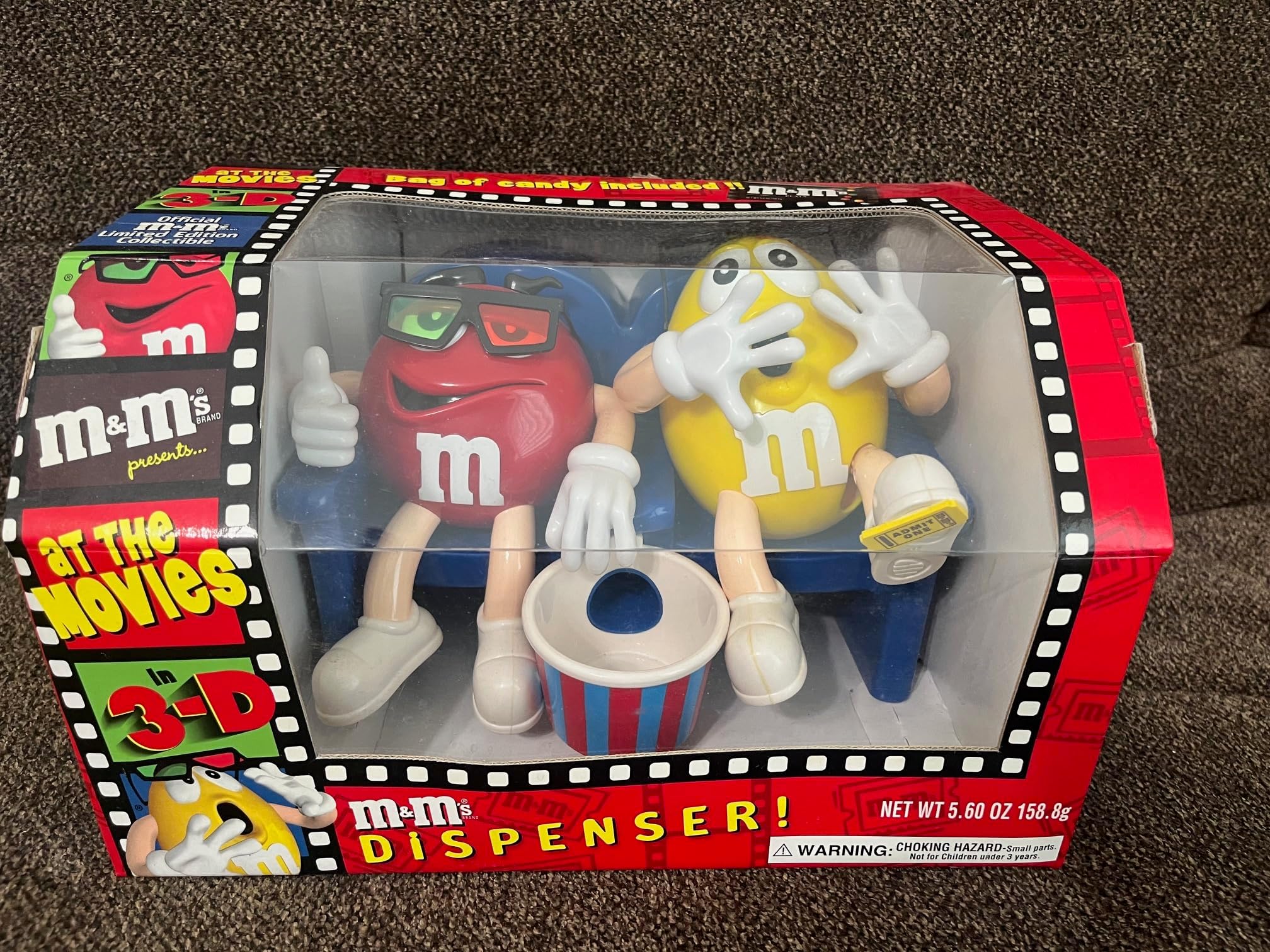 M&M's Candy Dispenser At the Movies with 3D Glasses Collectible