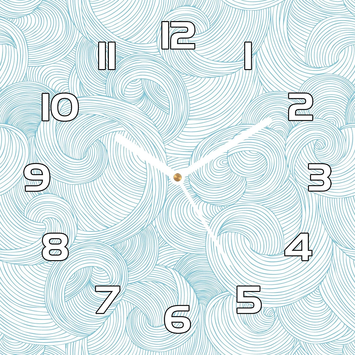 Horloge en verre 30x30 cm Vagues Japonaises avec aiguilles blanches